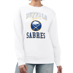 NHL Buffalo Sabres G-III 4Her by Carl Banks Women's Team Logo Tri-Blend Fleece Pullover Sweatshirt - White