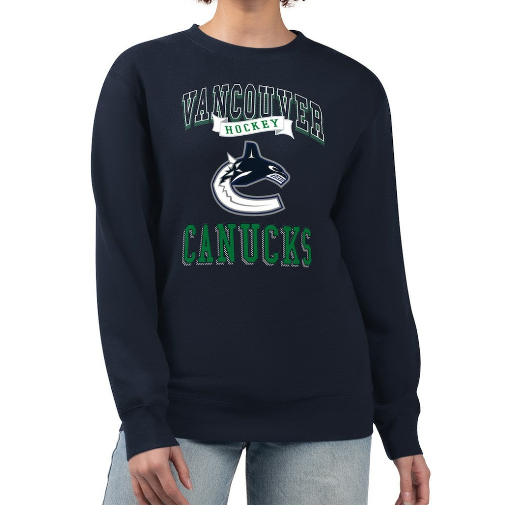 NHL Vancouver Canucks G-III 4Her by Carl Banks Women's Team Logo Tri-Blend Fleece Pullover Sweatshirt - Navy