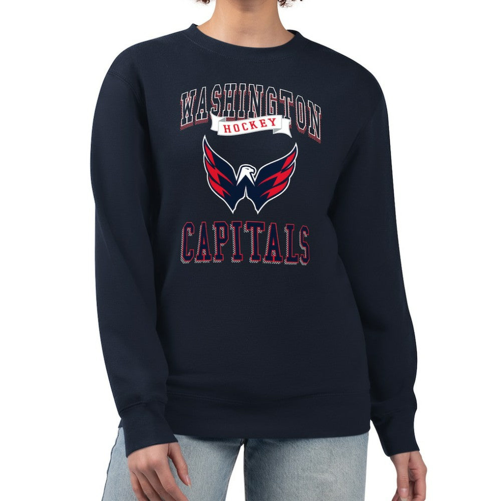 NHL Washington Capitals G-III 4Her by Carl Banks Women's Team Logo Tri-Blend Fleece Pullover Sweatshirt - Navy