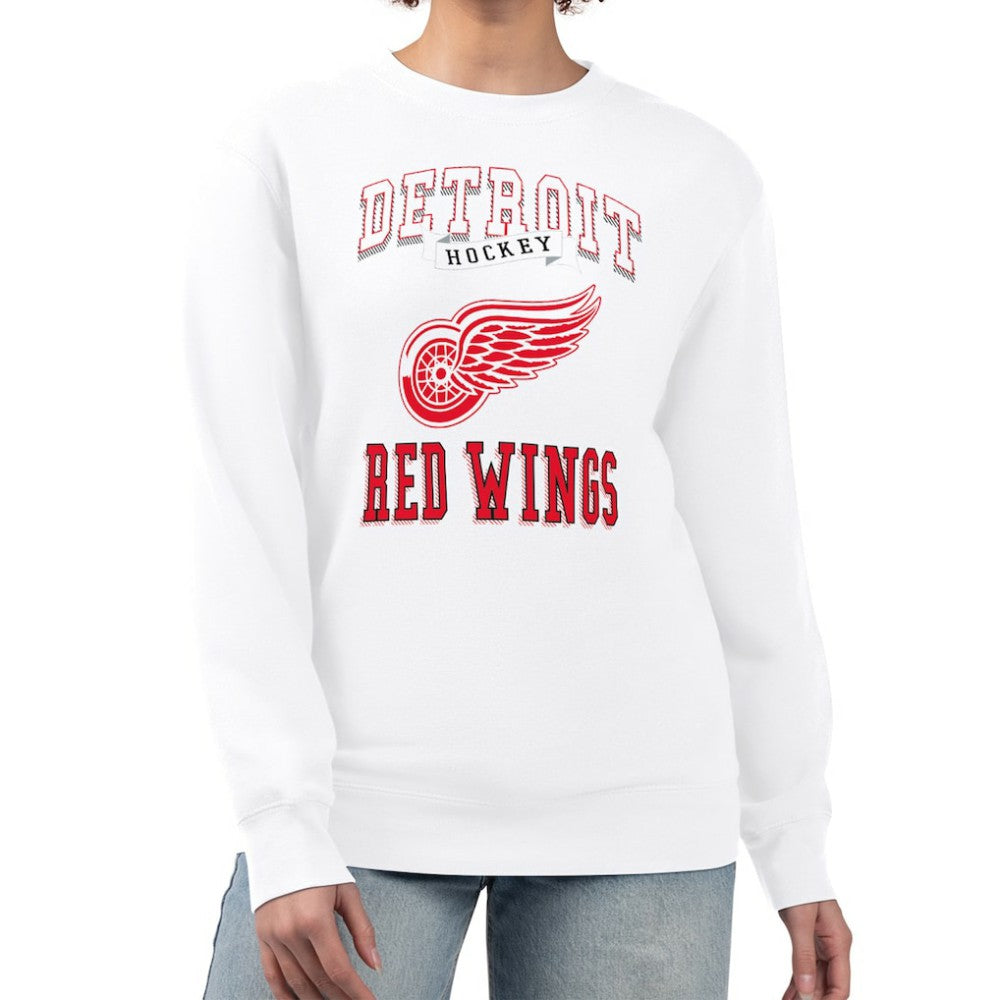 NHL Detroit Red Wings G-III 4Her by Carl Banks Women's Team Logo Tri-Blend Fleece Pullover Sweatshirt - White