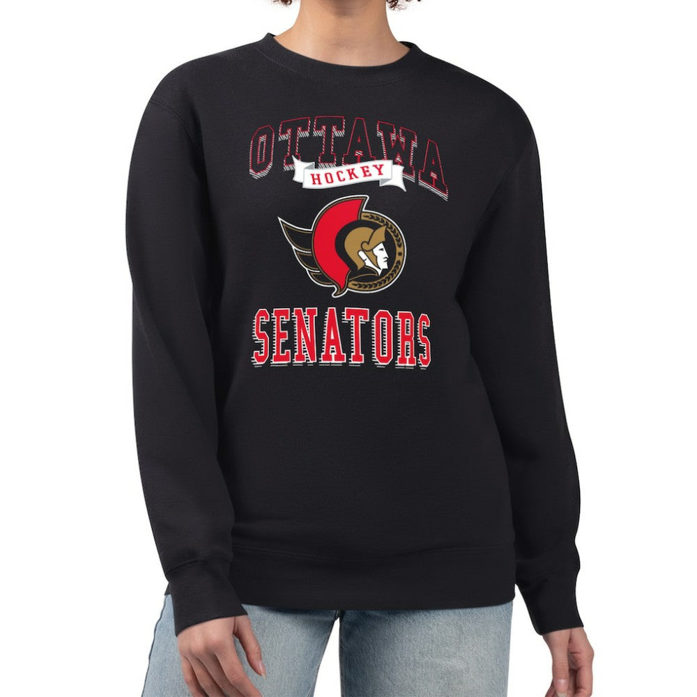 NHL Ottawa Senators G-III 4Her by Carl Banks Women's Team Logo Tri-Blend Fleece Pullover Sweatshirt - Black