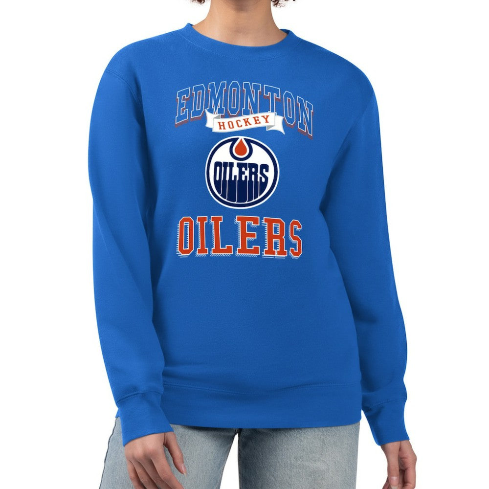NHL Edmonton Oilers G-III 4Her by Carl Banks Women's Team Logo Tri-Blend Fleece Pullover Sweatshirt - Royal