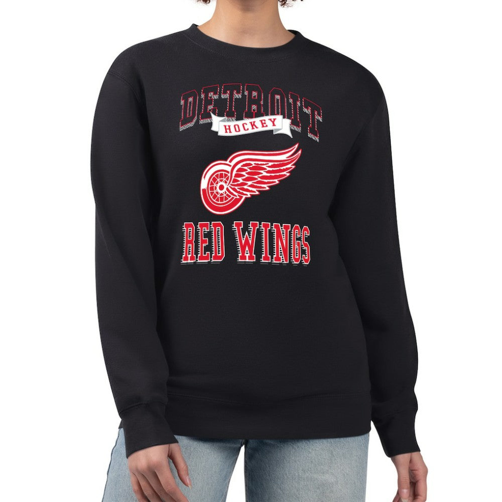 NHL Detroit Red Wings G-III 4Her by Carl Banks Women's Team Logo Tri-Blend Fleece Pullover Sweatshirt - Black