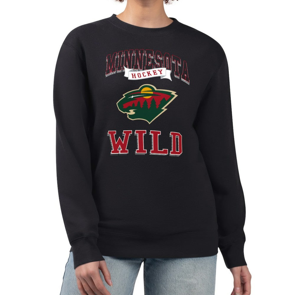 NHL Minnesota Wild G-III 4Her by Carl Banks Women's Team Logo Tri-Blend Fleece Pullover Sweatshirt - Black