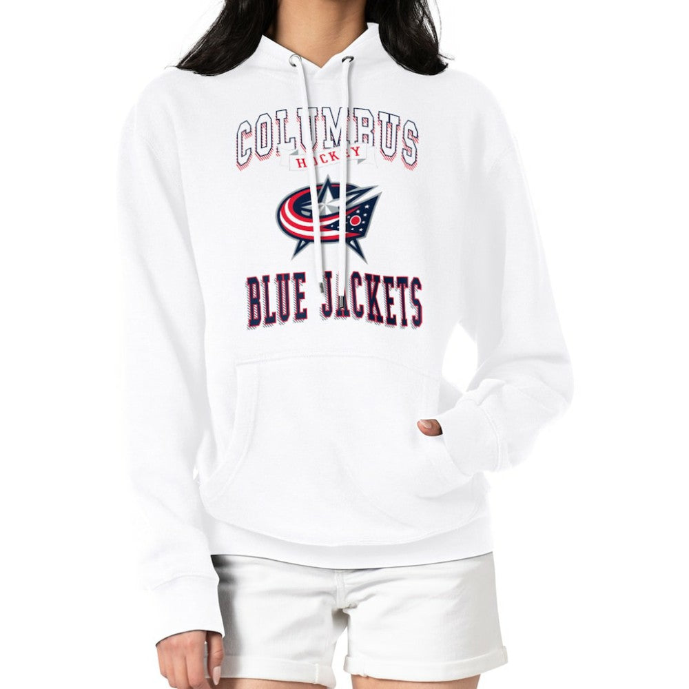 NHL Columbus Blue Jackets G-III 4Her by Carl Banks Women's Team Logo Tri-Blend Fleece Pullover Hoodie - White