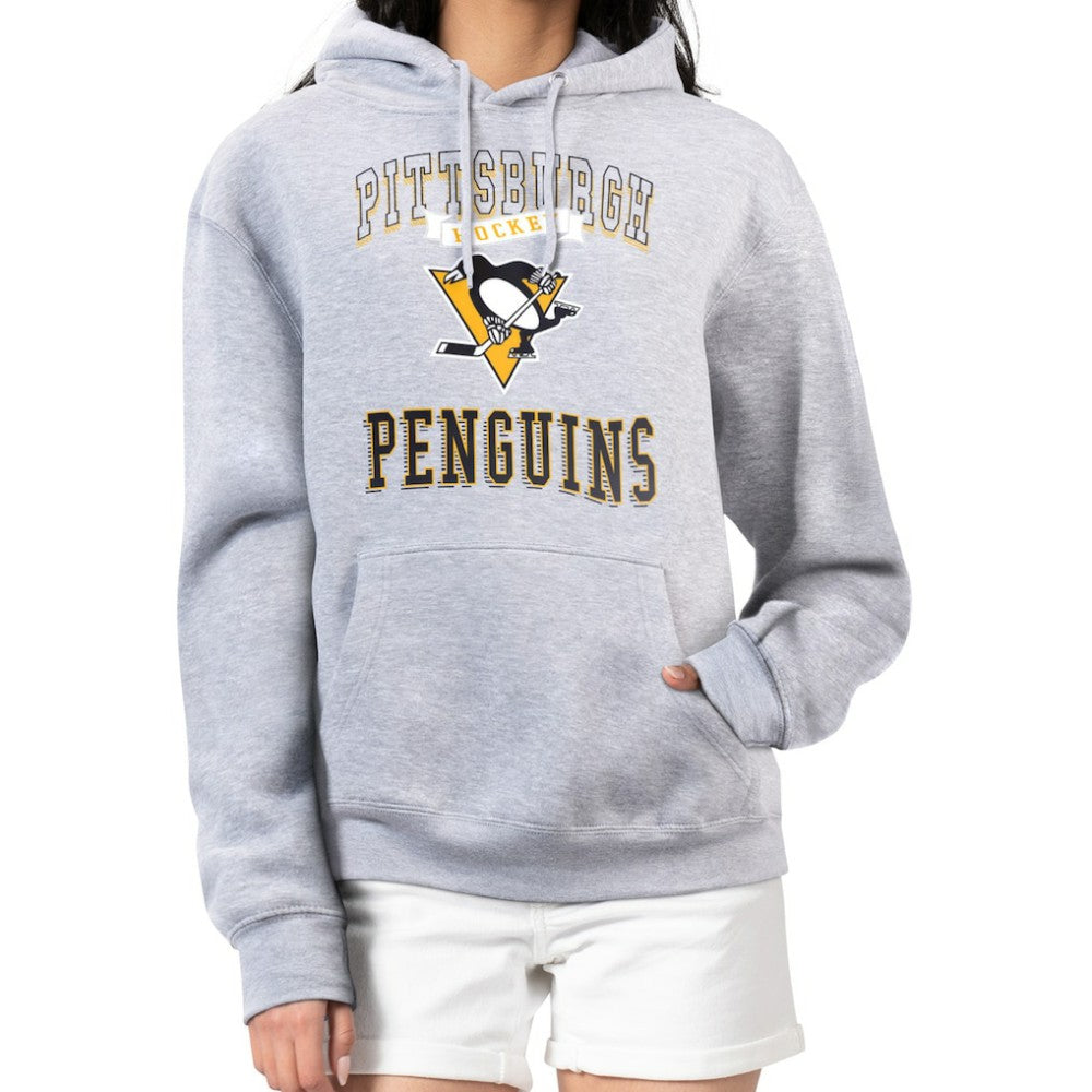 NHL Pittsburgh Penguins G-III 4Her by Carl Banks Women's Team Logo Tri-Blend Fleece Pullover Hoodie - Heather Gray