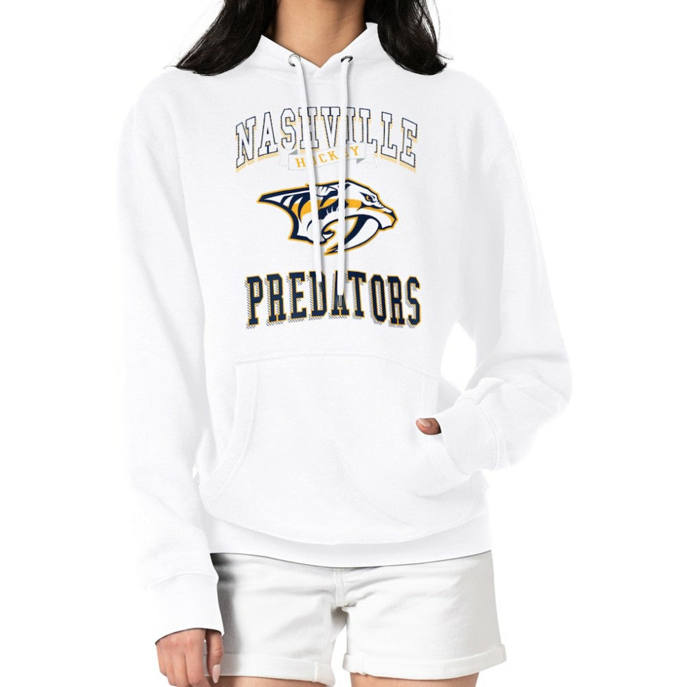 NHL Nashville Predators G-III 4Her by Carl Banks Women's Team Logo Tri-Blend Fleece Pullover Hoodie - White