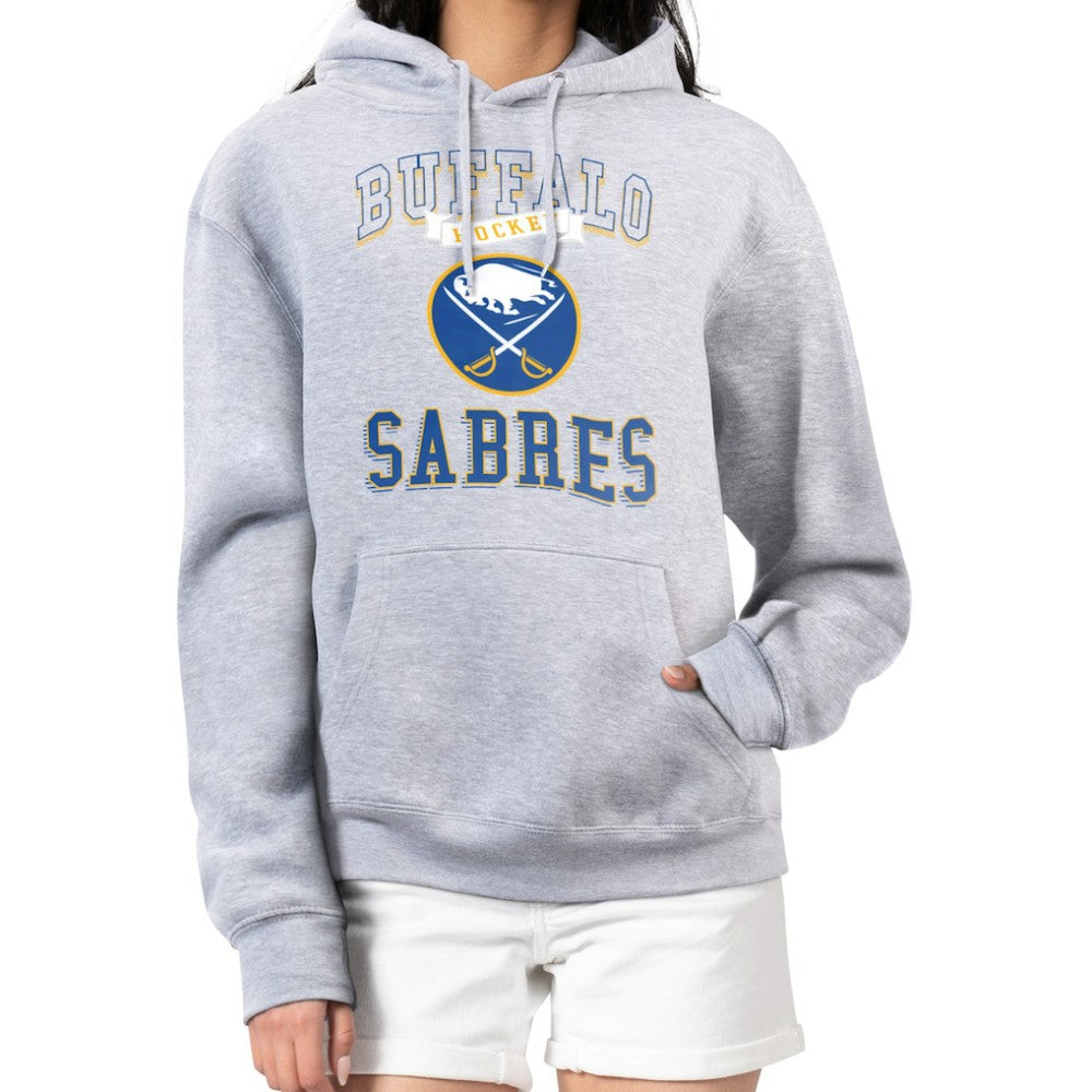 NHL Buffalo Sabres G-III 4Her by Carl Banks Women's Team Logo Tri-Blend Fleece Pullover Hoodie - Heather Gray