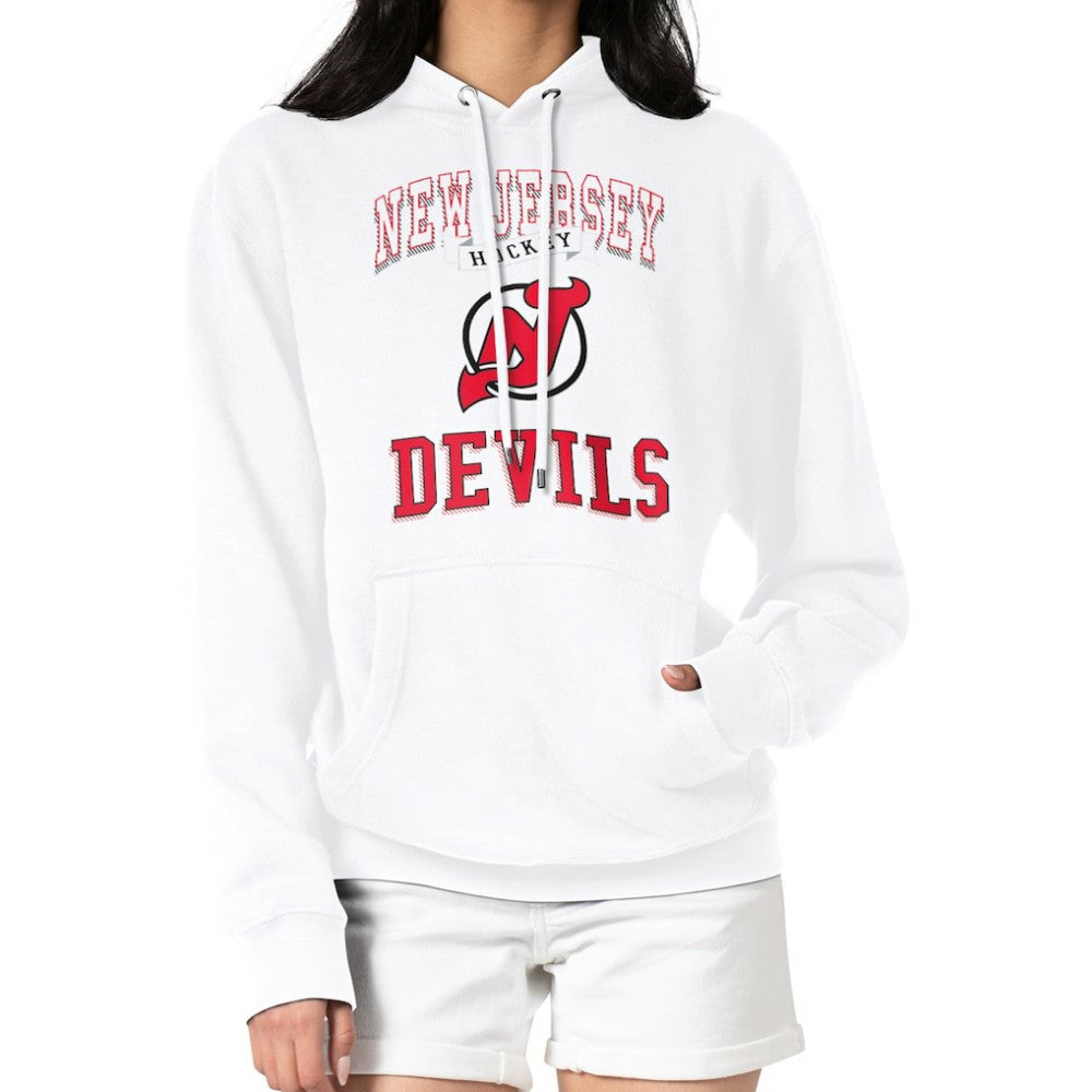 NHL New Jersey Devils G-III 4Her by Carl Banks Women's Team Logo Tri-Blend Fleece Pullover Hoodie - White