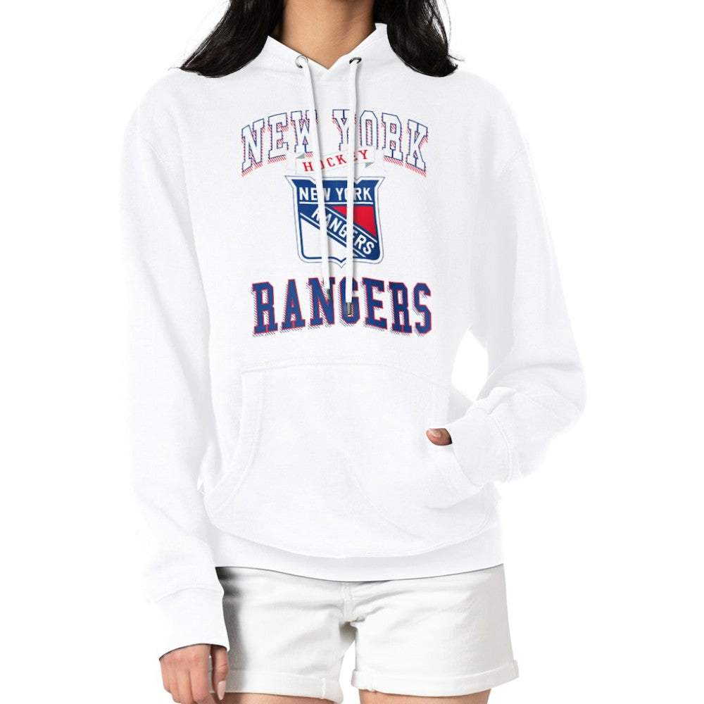 NHL New York Rangers G-III 4Her by Carl Banks Women's Team Logo Tri-Blend Fleece Pullover Hoodie - White