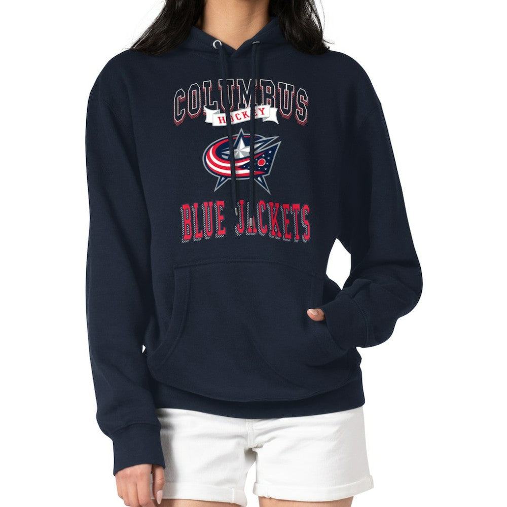 NHL Columbus Blue Jackets G-III 4Her by Carl Banks Women's Team Logo Tri-Blend Fleece Pullover Hoodie - Navy