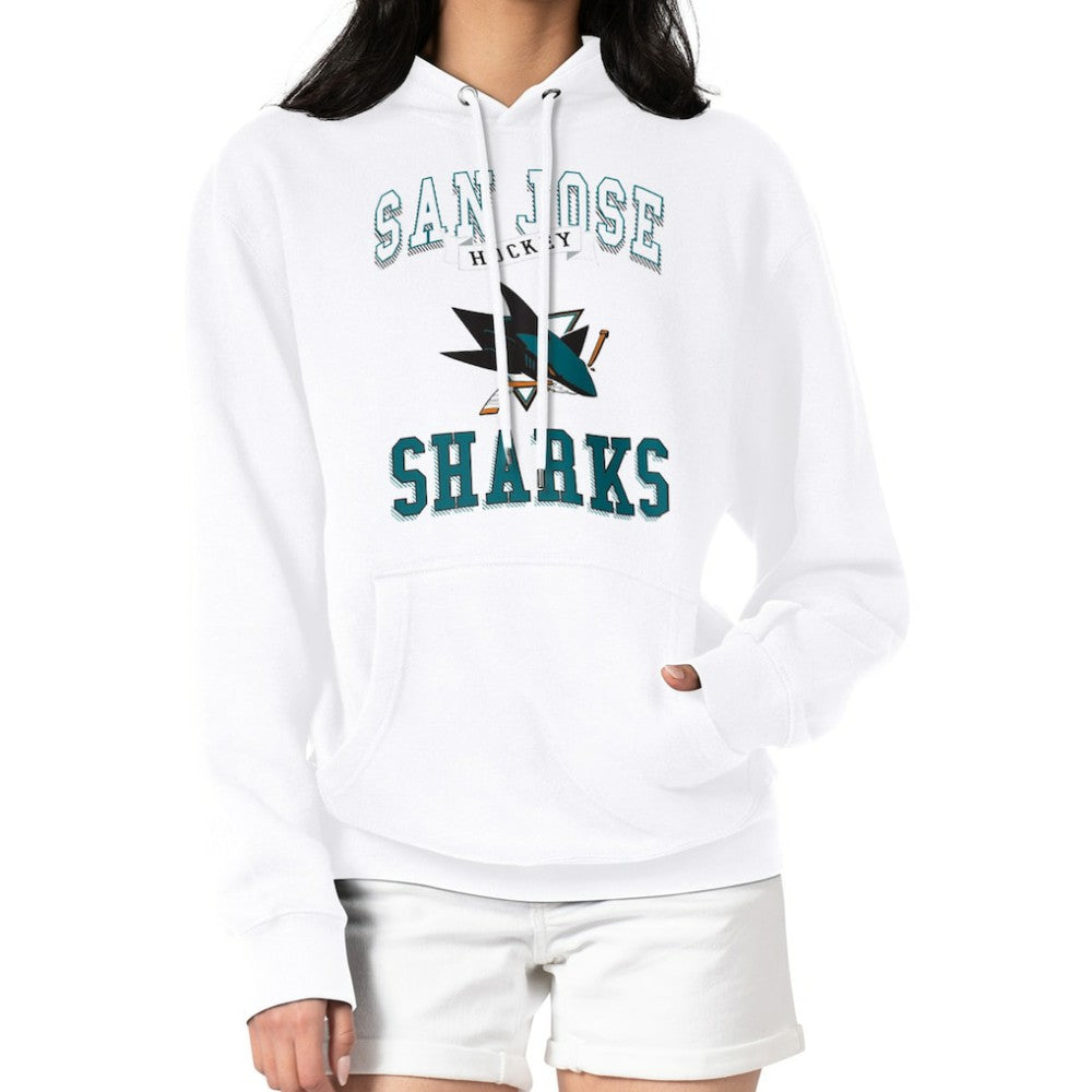 NHL San Jose Sharks G-III 4Her by Carl Banks Women's Team Logo Tri-Blend Fleece Pullover Hoodie - White