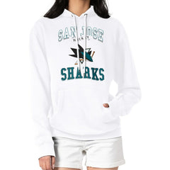NHL San Jose Sharks G-III 4Her by Carl Banks Women's Team Logo Tri-Blend Fleece Pullover Hoodie - White