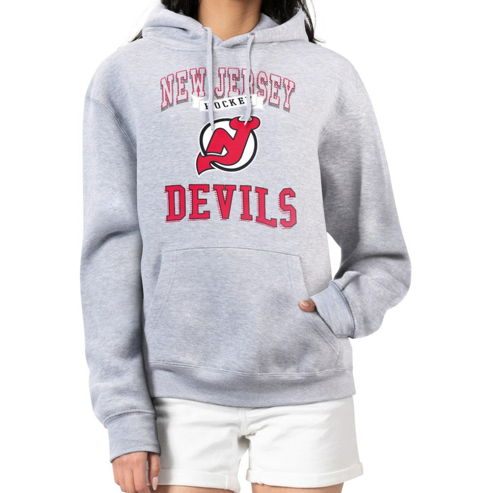 NHL New Jersey Devils G-III 4Her by Carl Banks Women's Team Logo Tri-Blend Fleece Pullover Hoodie - Heather Gray