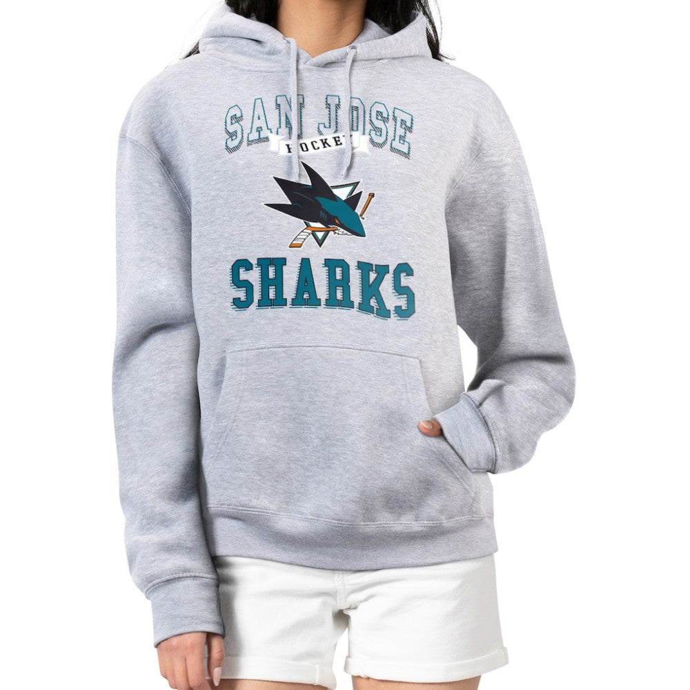 NHL San Jose Sharks G-III 4Her by Carl Banks Women's Team Logo Tri-Blend Fleece Pullover Hoodie - Heather Gray