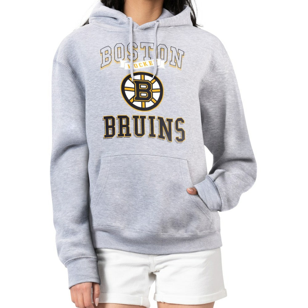 NHL Boston Bruins G-III 4Her by Carl Banks Women's Team Logo Tri-Blend Fleece Pullover Hoodie - Heather Gray