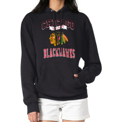 NHL Chicago Blackhawks G-III 4Her by Carl Banks Women's Team Logo Tri-Blend Fleece Pullover Hoodie - Black