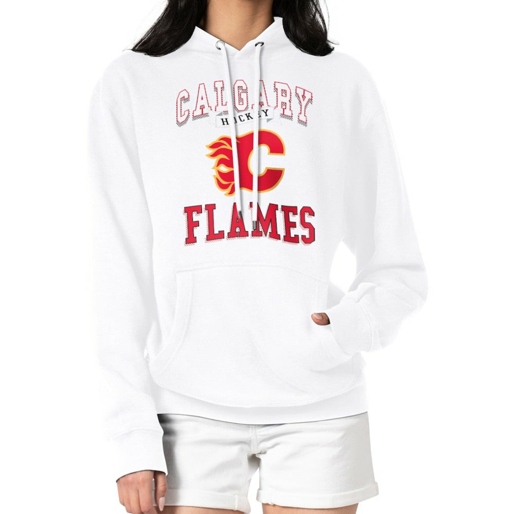 NHL Calgary Flames G-III 4Her by Carl Banks Women's Team Logo Tri-Blend Fleece Pullover Hoodie - White