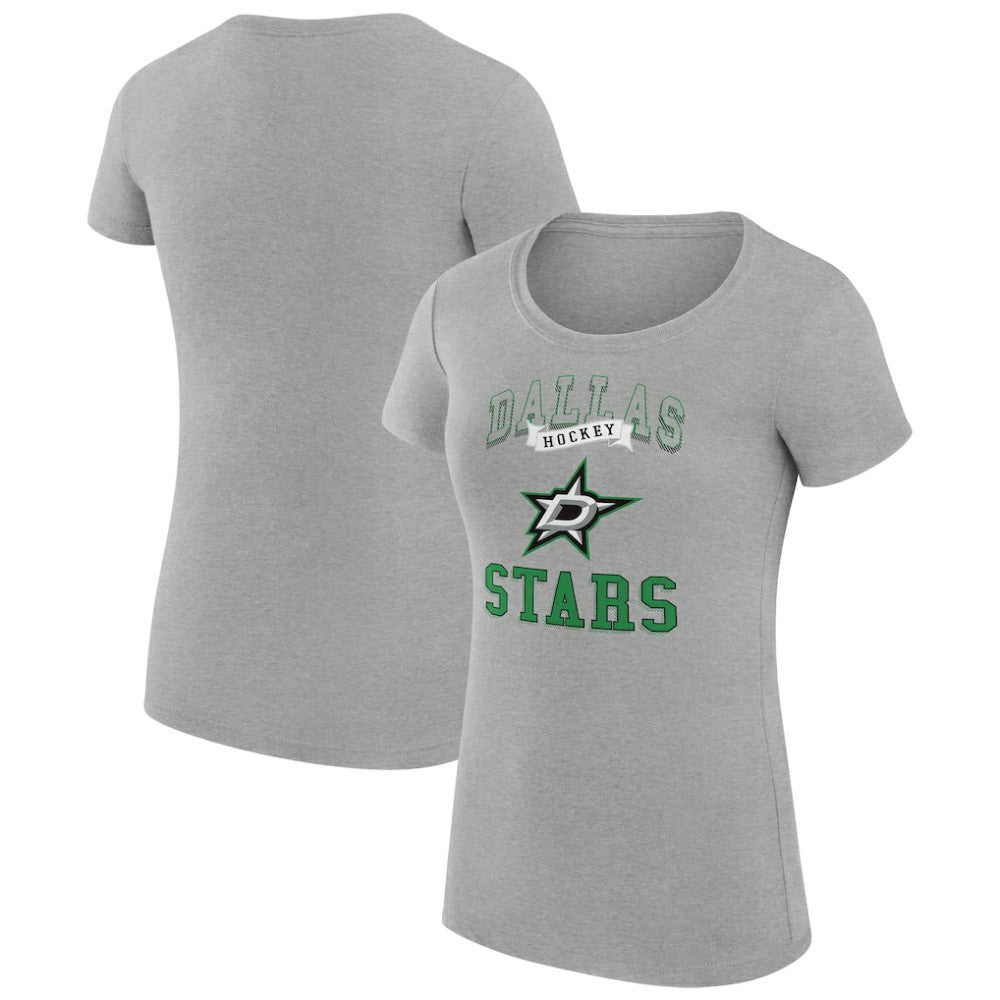 NHL Dallas Stars G-III 4Her by Carl Banks Women's Super-Slim Fit Lightweight Team Logo Graphic T-Shirt - Heather Gray