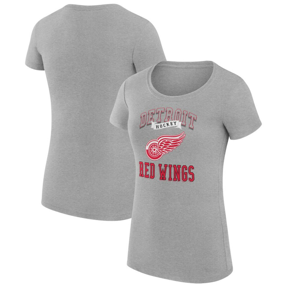 NHL Detroit Red Wings G-III 4Her by Carl Banks Women's Super-Slim Fit Lightweight Team Logo Graphic T-Shirt - Heather Gray