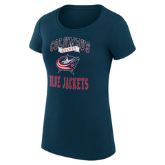 NHL Columbus Blue Jackets G-III 4Her by Carl Banks Women's Super-Slim Fit Lightweight Team Logo Graphic T-Shirt - Navy
