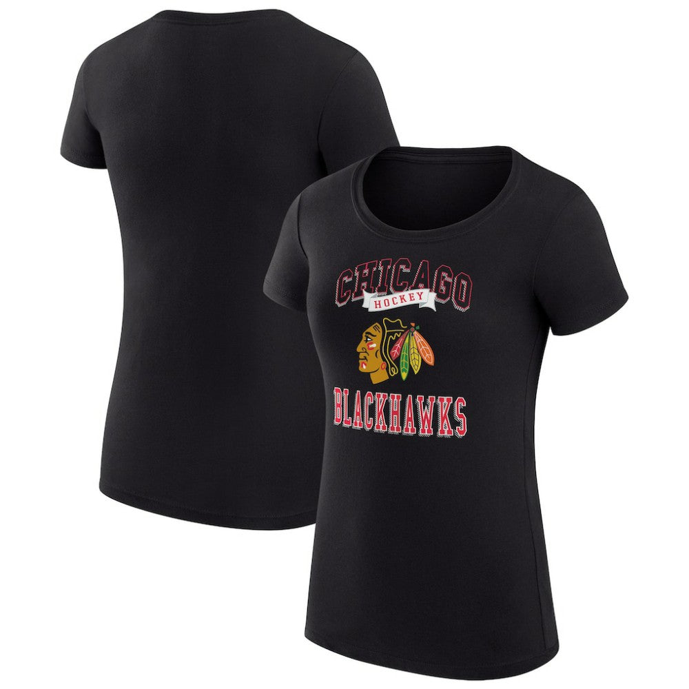 NHL Chicago Blackhawks G-III 4Her by Carl Banks Women's Super-Slim Fit Lightweight Team Logo Graphic T-Shirt - Black