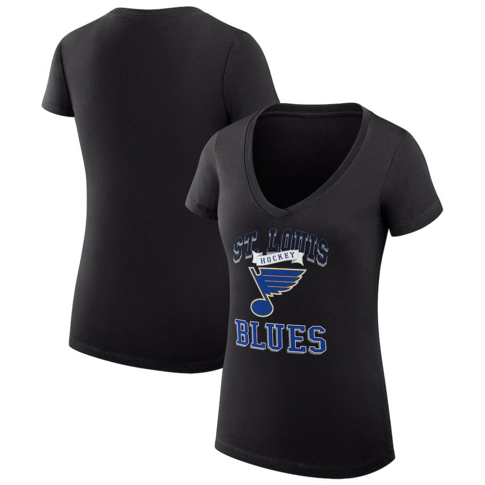 NHL St. Louis Blues G-III 4Her by Carl Banks Women's Super-Slim Fit Lightweight Team Logo Graphic V-Neck T-Shirt - Black