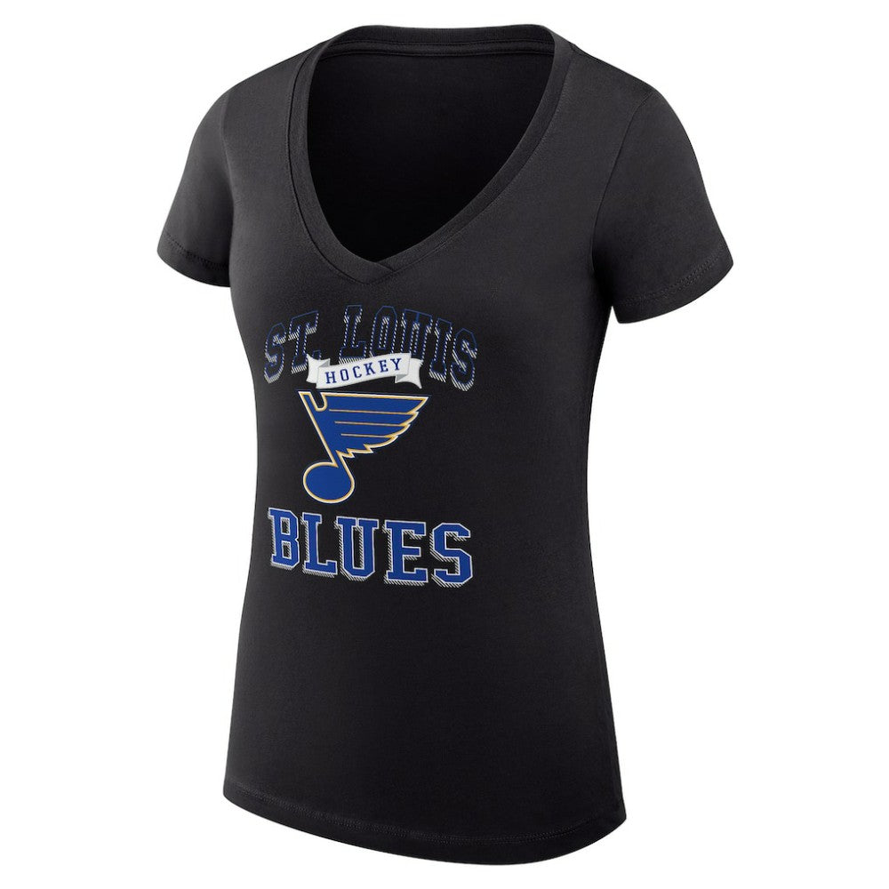 NHL St. Louis Blues G-III 4Her by Carl Banks Women's Super-Slim Fit Lightweight Team Logo Graphic V-Neck T-Shirt - Black