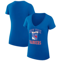 NHL New York Rangers G-III 4Her by Carl Banks Women's Super-Slim Fit Lightweight Team Logo Graphic V-Neck T-Shirt - Blue