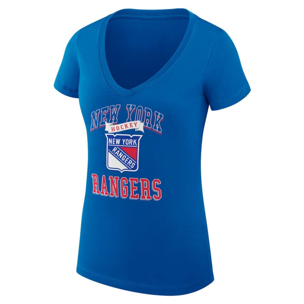 NHL New York Rangers G-III 4Her by Carl Banks Women's Super-Slim Fit Lightweight Team Logo Graphic V-Neck T-Shirt - Blue