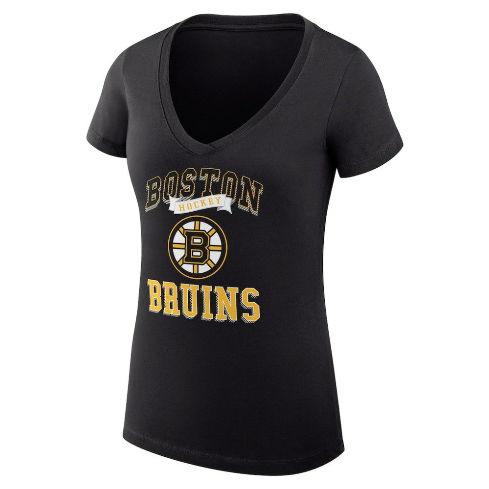 NHL Boston Bruins G-III 4Her by Carl Banks Women's Super-Slim Fit Lightweight Team Logo Graphic V-Neck T-Shirt - Black