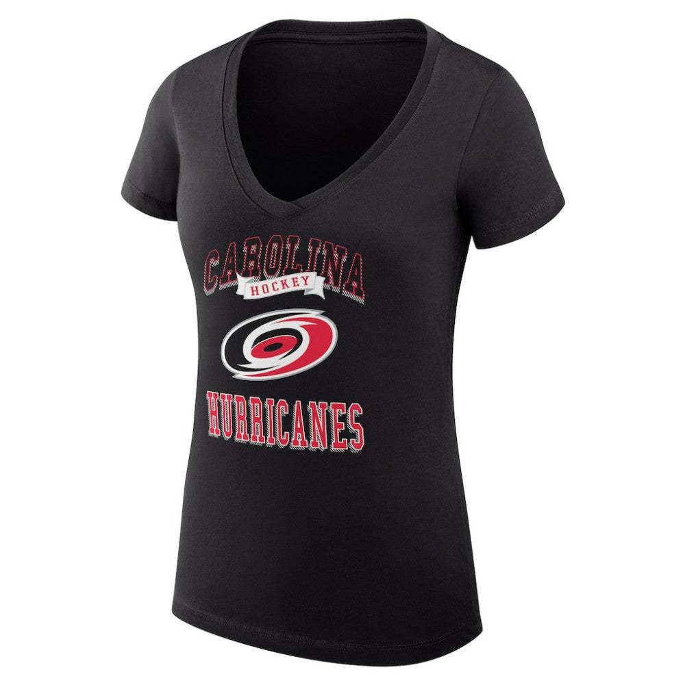 NHL Carolina Hurricanes G-III 4Her by Carl Banks Women's Super-Slim Fit Lightweight Team Logo Graphic V-Neck T-Shirt - Black