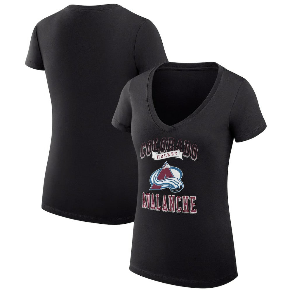 NHL Colorado Avalanche G-III 4Her by Carl Banks Women's Super-Slim Fit Lightweight Team Logo Graphic V-Neck T-Shirt - Black