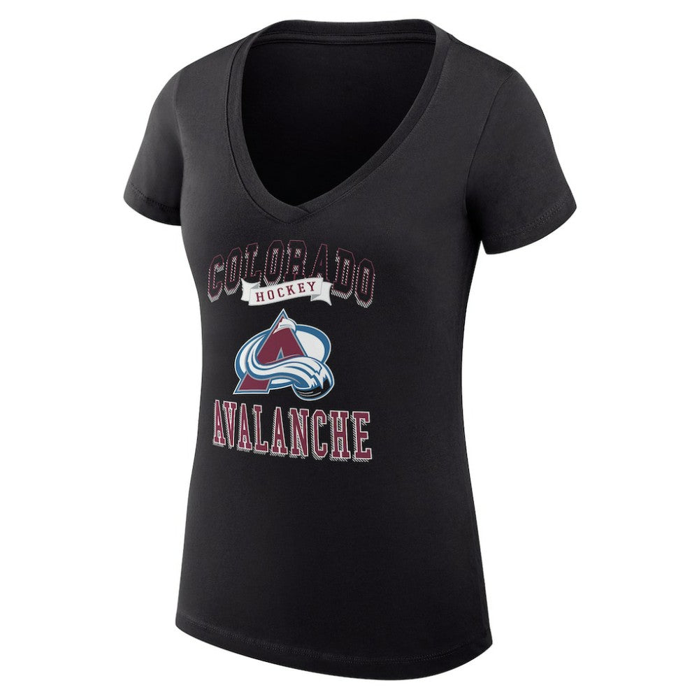 NHL Colorado Avalanche G-III 4Her by Carl Banks Women's Super-Slim Fit Lightweight Team Logo Graphic V-Neck T-Shirt - Black