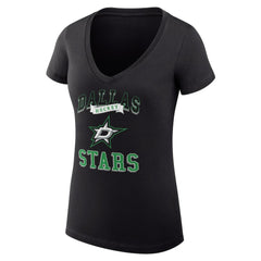 NHL Dallas Stars G-III 4Her by Carl Banks Women's Super-Slim Fit Lightweight Team Logo Graphic V-Neck T-Shirt - Black