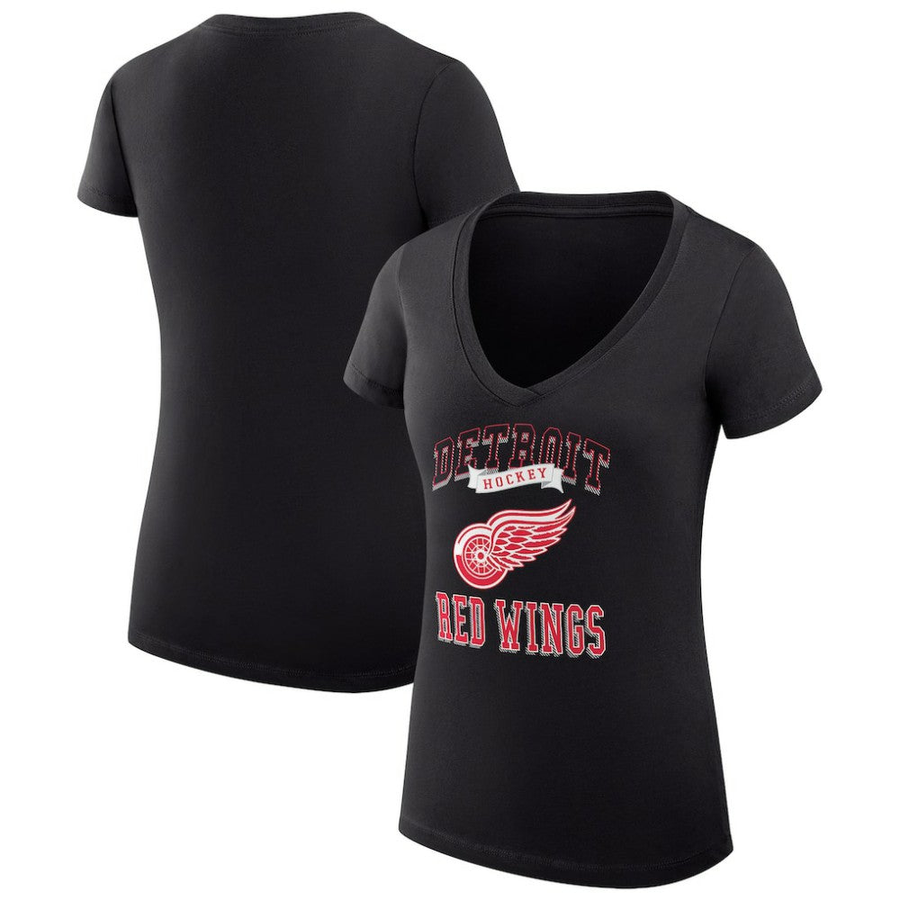 NHL Detroit Red Wings G-III 4Her by Carl Banks Women's Super-Slim Fit Lightweight Team Logo Graphic V-Neck T-Shirt - Black