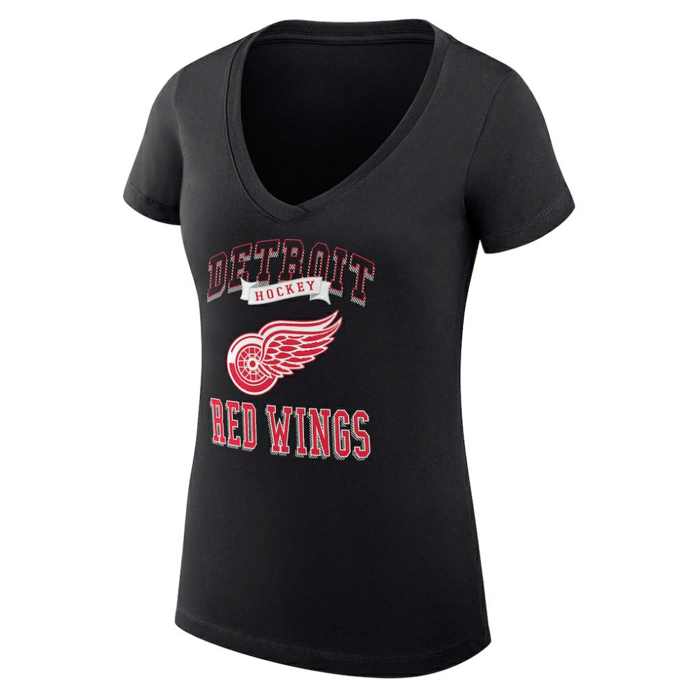 NHL Detroit Red Wings G-III 4Her by Carl Banks Women's Super-Slim Fit Lightweight Team Logo Graphic V-Neck T-Shirt - Black