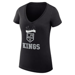 NHL Los Angeles Kings G-III 4Her by Carl Banks Women's Super-Slim Fit Lightweight Team Logo Graphic V-Neck T-Shirt - Black