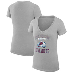 NHL Colorado Avalanche G-III 4Her by Carl Banks Women's Super-Slim Fit Lightweight Team Logo Graphic V-Neck T-Shirt - Heather Gray
