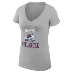 NHL Colorado Avalanche G-III 4Her by Carl Banks Women's Super-Slim Fit Lightweight Team Logo Graphic V-Neck T-Shirt - Heather Gray