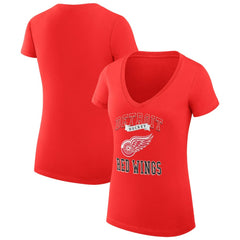 NHL Detroit Red Wings G-III 4Her by Carl Banks Women's Super-Slim Fit Lightweight Team Logo Graphic V-Neck T-Shirt - Red