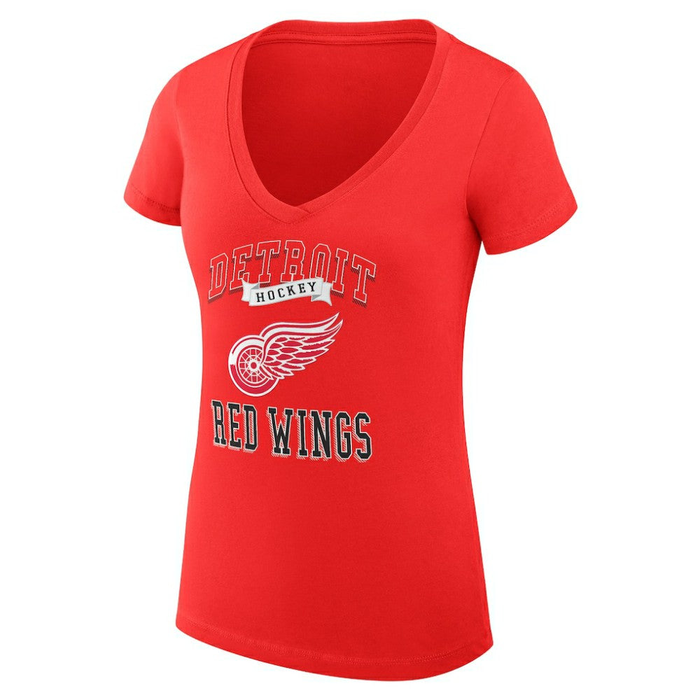 NHL Detroit Red Wings G-III 4Her by Carl Banks Women's Super-Slim Fit Lightweight Team Logo Graphic V-Neck T-Shirt - Red