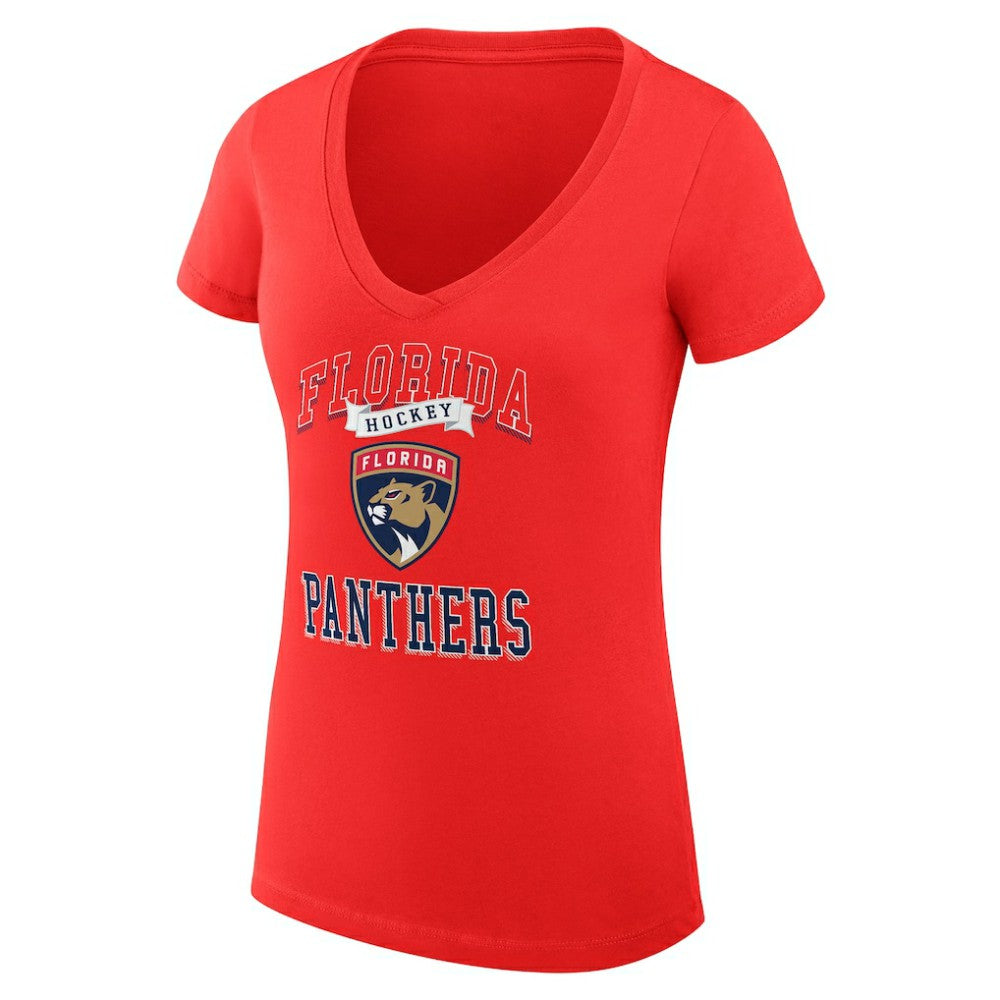 NHL Florida Panthers G-III 4Her by Carl Banks Women's Super-Slim Fit Lightweight Team Logo Graphic V-Neck T-Shirt - Red