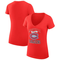 NHL Montreal Canadiens G-III 4Her by Carl Banks Women's Super-Slim Fit Lightweight Team Logo Graphic V-Neck T-Shirt - Red