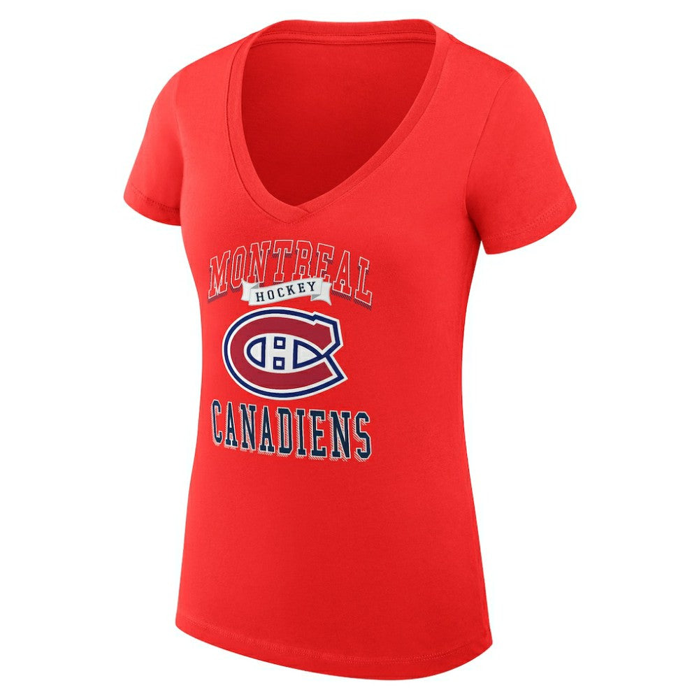 NHL Montreal Canadiens G-III 4Her by Carl Banks Women's Super-Slim Fit Lightweight Team Logo Graphic V-Neck T-Shirt - Red