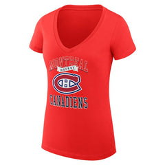 NHL Montreal Canadiens G-III 4Her by Carl Banks Women's Super-Slim Fit Lightweight Team Logo Graphic V-Neck T-Shirt - Red