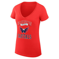 NHL Washington Capitals G-III 4Her by Carl Banks Women's Super-Slim Fit Lightweight Team Logo Graphic V-Neck T-Shirt - Red