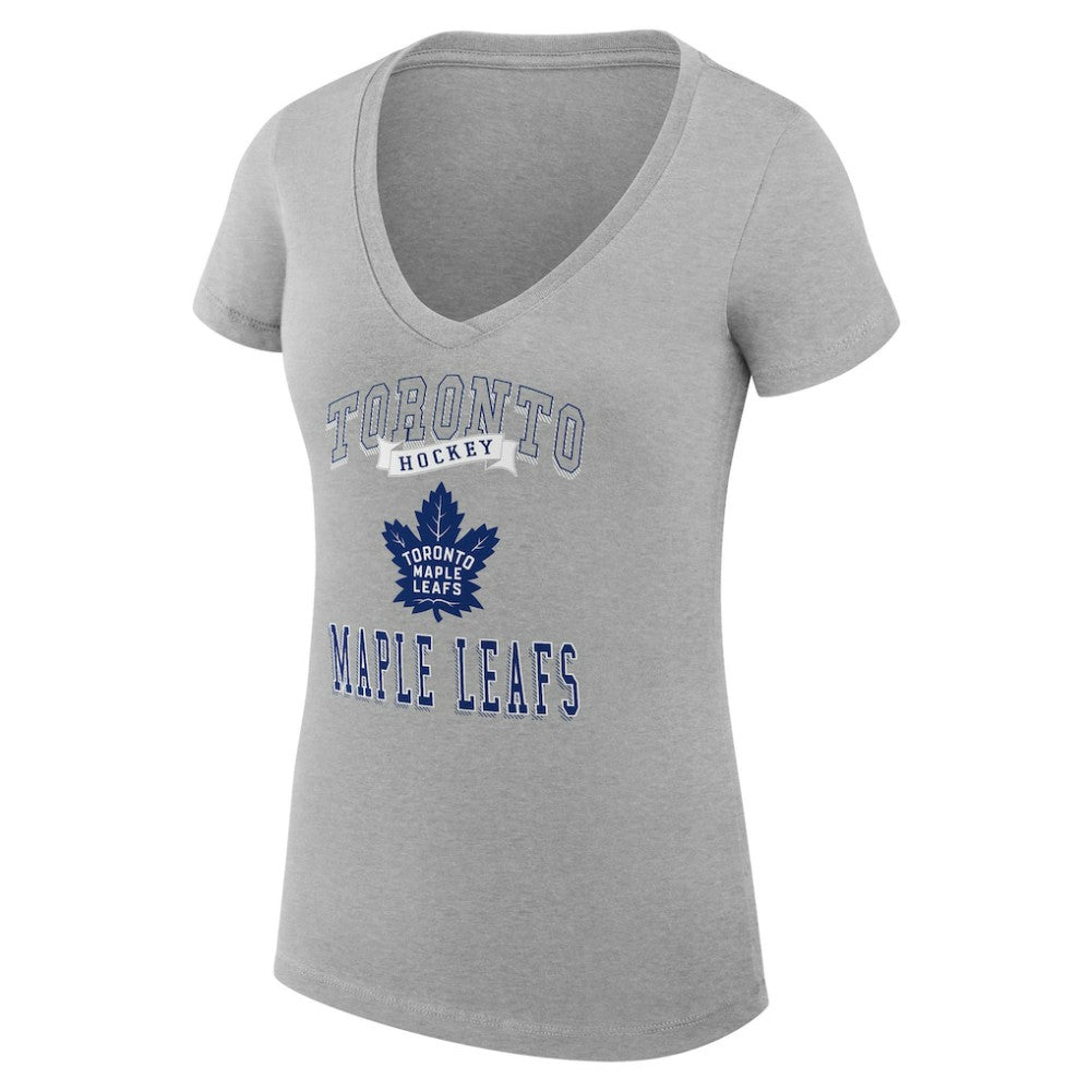 NHL Toronto Maple Leafs G-III 4Her by Carl Banks Women's Super-Slim Fit Lightweight Team Logo Graphic V-Neck T-Shirt - Heather Gray