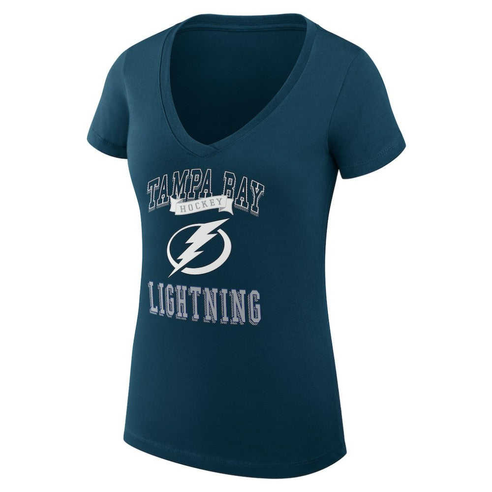 NHL Tampa Bay Lightning G-III 4Her by Carl Banks Women's Super-Slim Fit Lightweight Team Logo Graphic V-Neck T-Shirt - Navy