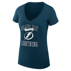 NHL Tampa Bay Lightning G-III 4Her by Carl Banks Women's Super-Slim Fit Lightweight Team Logo Graphic V-Neck T-Shirt - Navy